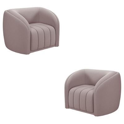 Kit 2 Poltronas Decorativas Sala De Estar Adam Veludo Rosê G45 - Gran Belo