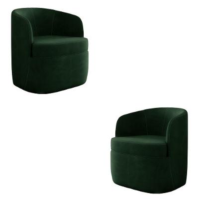 Kit 2 Poltronas Decorativas Bel Sala De Estar Base Giratória Veludo Verde G33 - Gran Belo