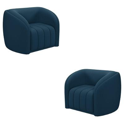 Kit 2 Poltronas Decorativas Sala De Estar Adam Veludo Azul Marinho G45 - Gran Belo
