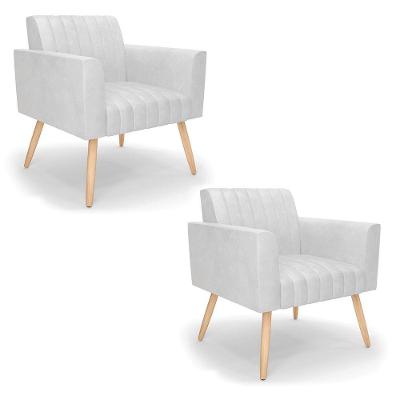 Kit 2 Poltronas Viena Gomada Corano Pés Palito Natural - D'rossi Cor Branco