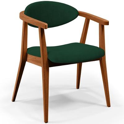 Poltrona Decorativa Para Sala De Estar Jantar Cecília L02 Suede Verde Musgo