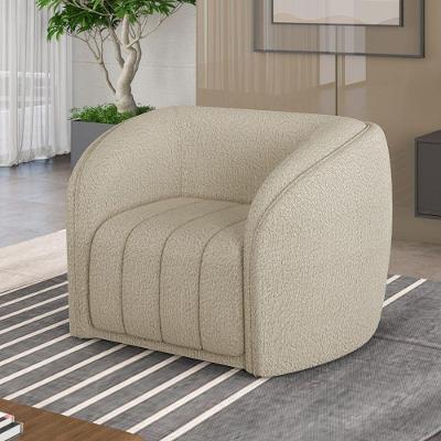 Poltrona Decorativa Sala De Estar Adam Boucle Bege G45 - Gran Belo