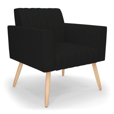 Poltrona Viena Gomada Linho Pés Palito Natural - D'rossi Cor A79 Preto
