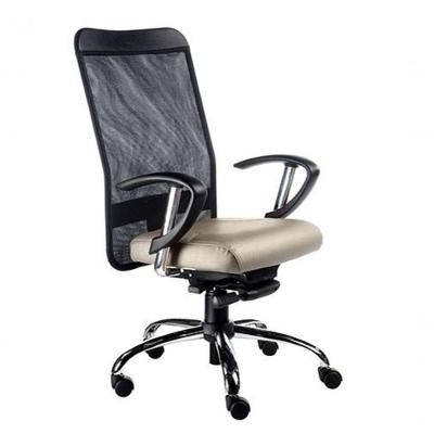 Poltrona Presidente Base Cromada Linha Tela Mesh Bege