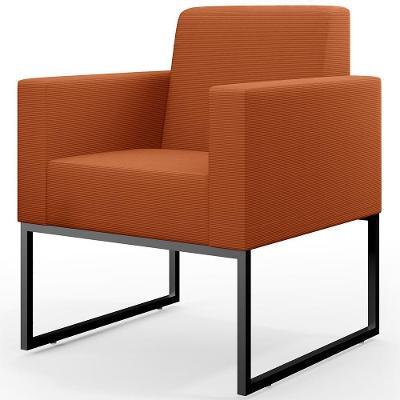 Poltrona Para Sala De Estar Base Fixa De Metal Helô L02 Tecido Terracota