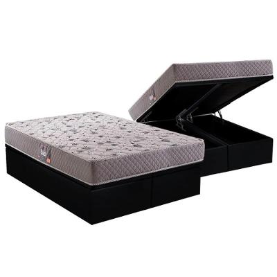Cama Box Baú Queen: Colchão Espuma Herval D45 / AG65 Black Double Face + Base CRC Suede Black(158x198)