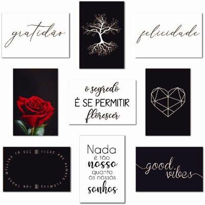 Kit Placas Quadros Decorativos 9 peças MDF 20x30 Gratidão