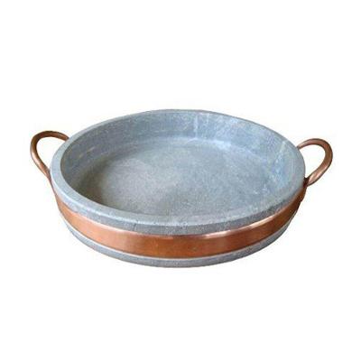 Assadeira de Pedra Sabão com Alça de Cobre 25 Cm