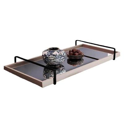 Bandeja Espelhada Laqueada com Alça Preta TNA Decor