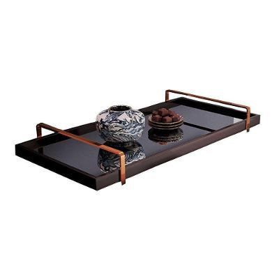 Bandeja Espelhada Laqueada com Alça Bronze