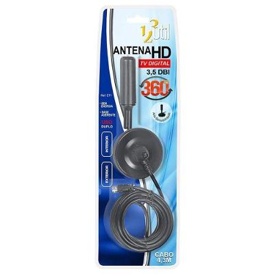 Antena Interna E Externa Hd Digital 3,5Dbi 4,3M Cabo