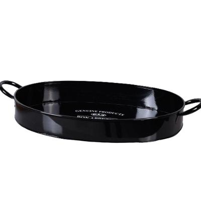 Bandeja Oval Classic Black 39X25X5,5 Aço Galvanizado Bene Casa