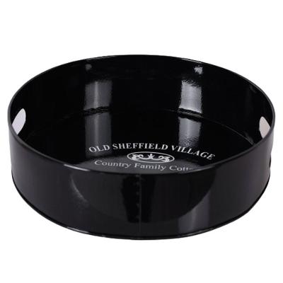 Bandeja Redonda Classic Black 25X7 Aço Galvanizado Bene Casa