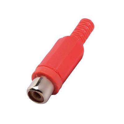 Plug Especial Rca Femea Vermelho Plastico Com Rabicho