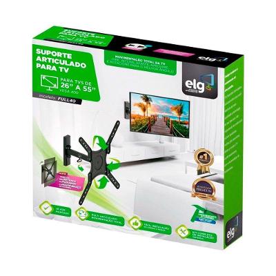 Suporte Full 40 Parede Articulado Para Tv 26 A 55 Polegadas Elg Preto