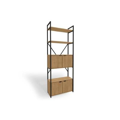 Estante para Sala Industrial Alta LI018 c/ 4 Portas Freijo/Preto - Kappesberg