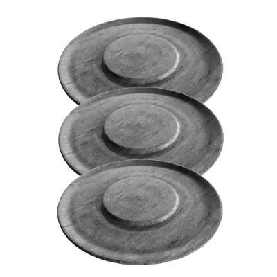 Kit 3 Pratos De Hambúrguer Porções Redondo Pedra Sabão 26Cm.