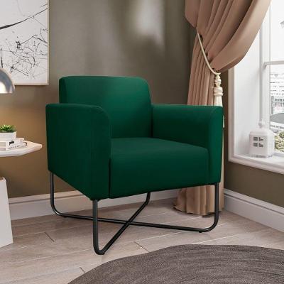 Poltrona Decorativa Base Industrial X Preta Maressa S23 Suede Verde