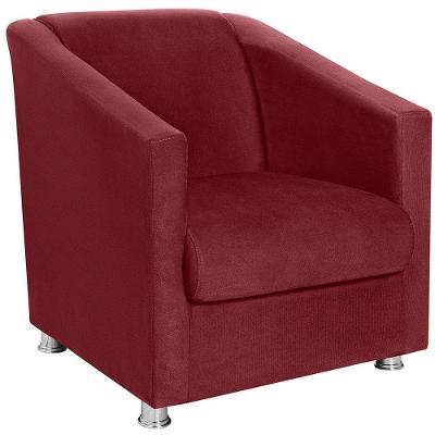 Poltrona Decorativa Bia Suede Vermelho Escuro Mpassos Vermelho Escuro