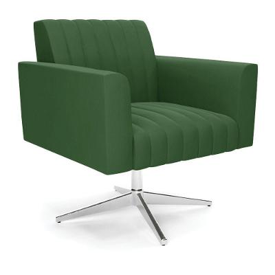 Poltrona Giratória Viena Gomada Suede Base Cromada - D'rossi Cor Verde