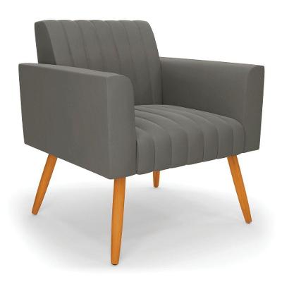 Poltrona Viena Gomada Suede Pés Palito Castanho - D'rossi Cor Grafite