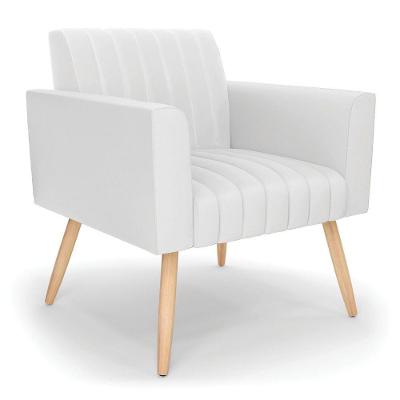 Poltrona Viena Gomada Corino Pés Palito Natural - D'rossi Cor Branco