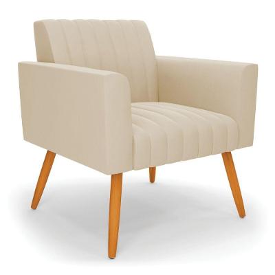 Poltrona Viena Gomada Suede Pés Palito Castanho - D'rossi Cor Bege
