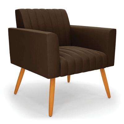 Poltrona Viena Gomada Suede Pés Palito Castanho - D'rossi Cor Marrom