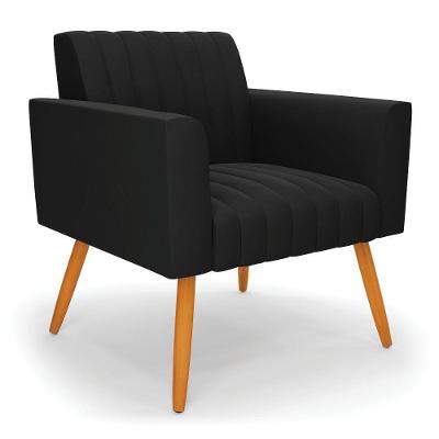 Poltrona Viena Gomada Suede Pés Palito Castanho - D'rossi Cor Preto