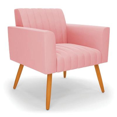 Poltrona Viena Gomada Suede Pés Palito Castanho - D'rossi Cor Rose