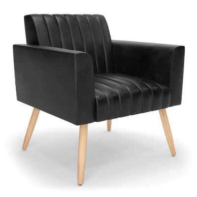 Poltrona Viena Gomada Corano Pés Palito Natural - D'rossi Cor Preto