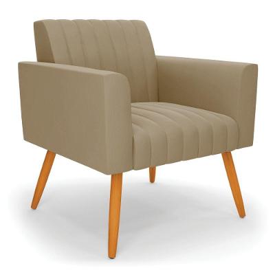 Poltrona Viena Gomada Suede Pés Palito Castanho - D'rossi Cor Marrom Rato