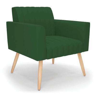Poltrona Viena Gomada Veludo Pés Palito Natural - D'rossi Cor Verde