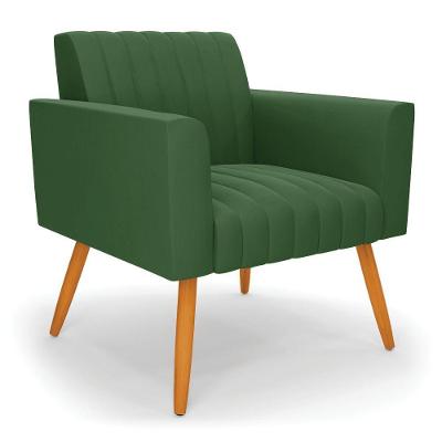 Poltrona Viena Gomada Suede Pés Palito Castanho - D'rossi Cor Verde
