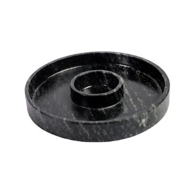 Prato Com Molheira Servir Porção Carnes Pedra Sabão G 28Cm