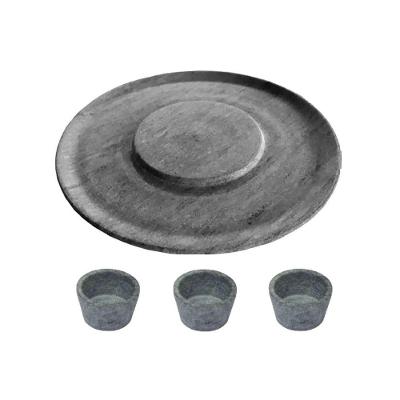 Prato De Hambúrguer Porções 26Cm E 3 Molheiras Pedra Sabão