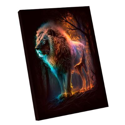 Quadro Leão Neon Br Artes Grande 118x78