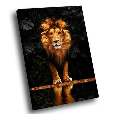 Quadro Leão Ouro Forest Pequeno 60x40
