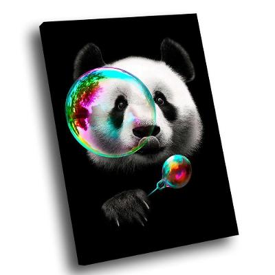 Quadro Panda Com Bolha De Sabão Br Artes Médio 84x54