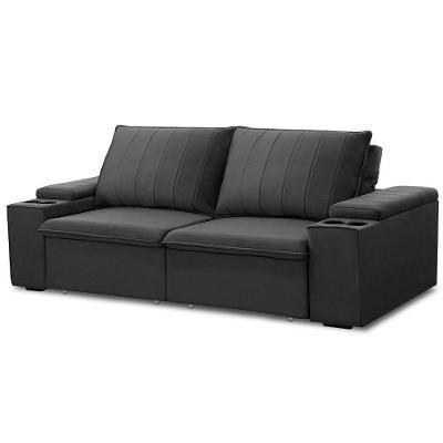 Sofá Retrátil Reclinável 3 Lugares 205Cm Baluart F05 Veludo Grafite - Mpozenato