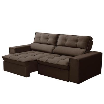 Sofá Retrátil Reclinável 3 Lugares 180Cm Blanches F05 Veludo Marrom - Mpozenato