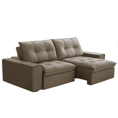 Sofá Retrátil Reclinável 3 Lugares 210Cm Argon F05 Veludo Castor - Mpozenato