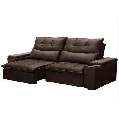 Sofá Retrátil Reclinável 3 Lugares 210Cm Moritz F05 Veludo Marrom - Mpozenato
