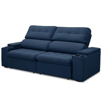 Sofá Retrátil Reclinável 3 Lugares 210Cm Ginevra F05 Veludo Grafite - Mpozenato