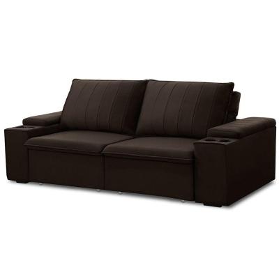Sofá Retrátil Reclinável 3 Lugares 205Cm Baluart F05 Veludo Marrom - Mpozenato