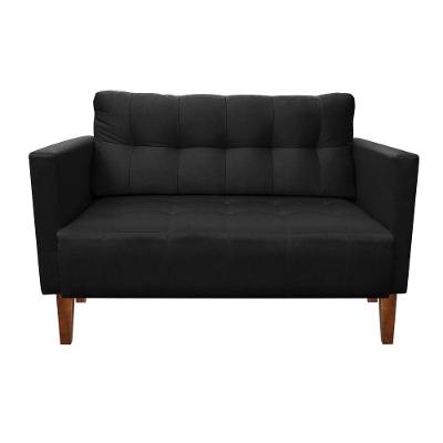 Sofá Retrô Namoradeira 2L Livia Suede Preto
