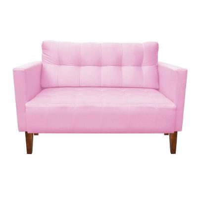 Sofá Retrô Namoradeira 2L Livia Suede Rosa Bebê