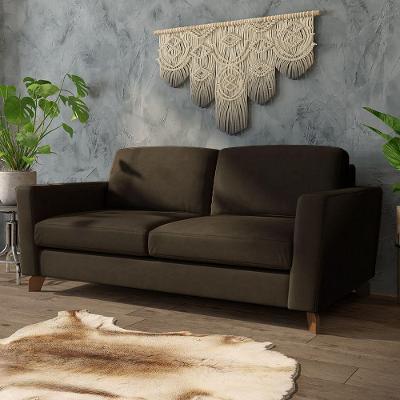 Sofá Sala De Estar Living 3 Lugares 200cm Presley Pés Madeira Veludo Marrom G52 - Gran Belo