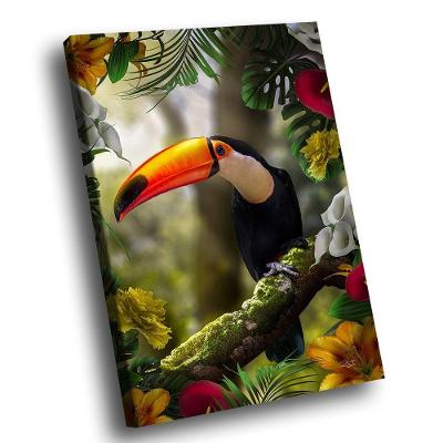 Quadro Tucano Floral Br Artes Médio 84x54