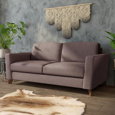 Sofá Sala De Estar Living 3 Lugares 240cm Presley Pés Madeira Veludo Rosê G52 - Gran Belo